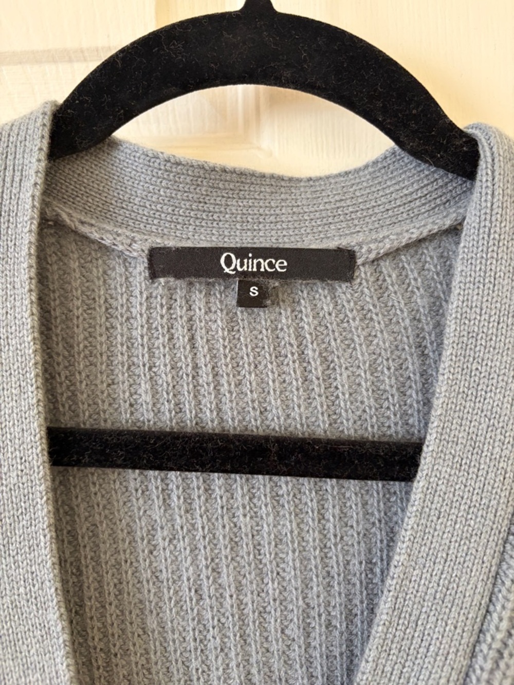 Quince Slate Blue Ribbed Button-Front Cardigan - Picture 4 of 4